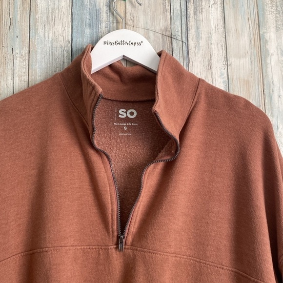 SO The lounge Life Tunic brown  Funnel Neck 1/4 Zip | Small - Picture 7 of 8